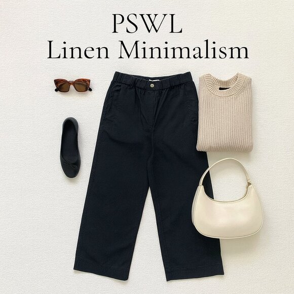 Proenza Schouler White Label Black Cotton Linen Wide Leg Pants Sz S - Picture 15 of 15